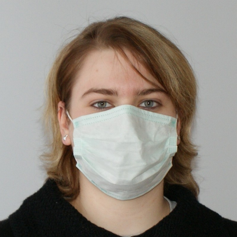 OP-Maske Mundschutz, 3-lagig, grün, mit Gummi (50 Stück)